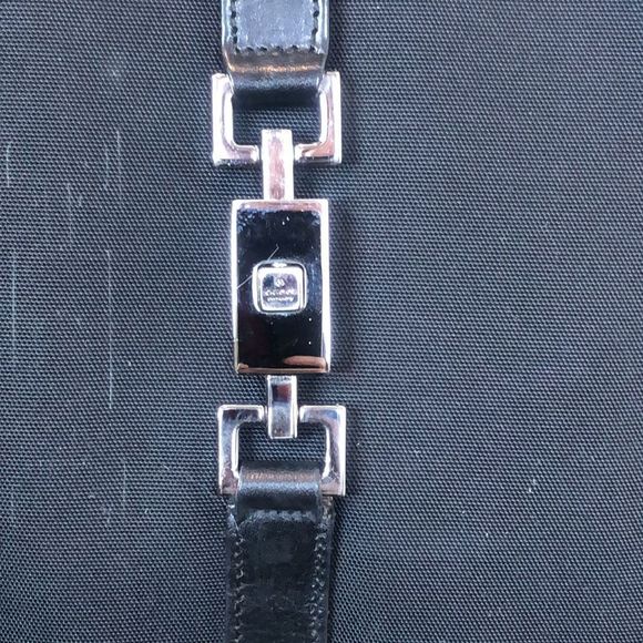 GUCCI Jackie Black Leather Rolled Top Handles Tall Nylon Tote Bag VTG Mint - Picture 3 of 17